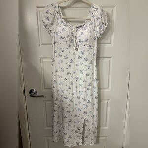 Madden Girl White and Blue Floral Midi Dress